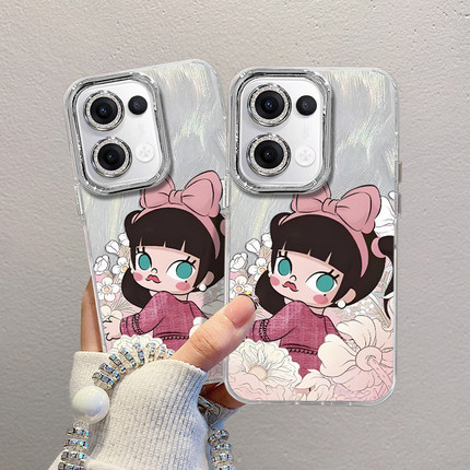 泡泡玛特适用oppofindx8手机保护壳新款套reno13真我gt7pro一加13镜头膜reon9por花丛茉莉ultra高级1+ace5男