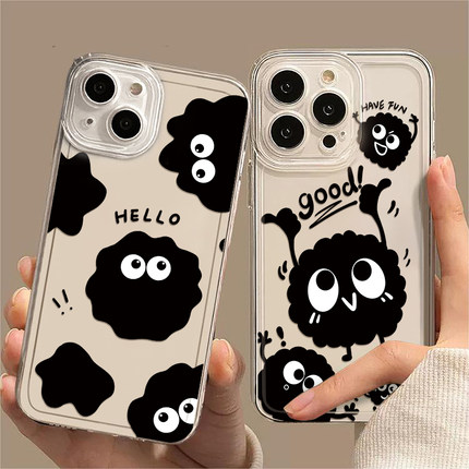 可爱煤球适用oppore手机壳新款reno10套9pro全包8/7se软壳findx7/6防摔reon5k简约4/3+卡通a2男女款k11x+