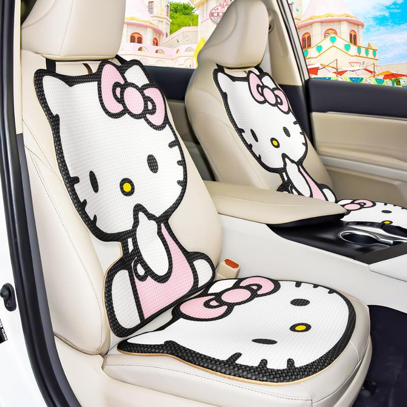 汽车坐垫夏季冰丝凉垫单片可爱卡通女士车内座垫后排车座椅套透气
