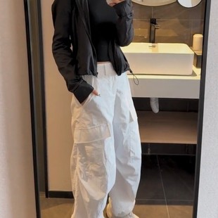 时尚 休闲轻薄套装 透气连帽长袖 防晒外套口袋工装 裤 2865夏季