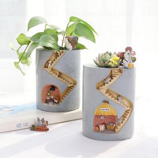 创意欧式简约刺猬多肉植物花盆个性彷水泥树脂肉肉花器小摆件水培