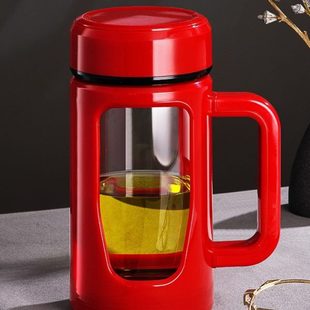 个人泡茶杯 便携玻璃杯女大容量士办公室茶水分离专用家用水杯男士