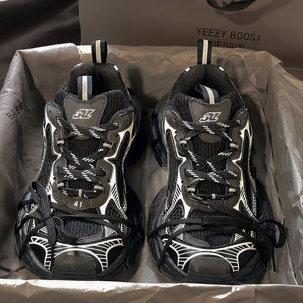 巴黎3xl黑色老爹鞋男女莆田厚底增高鞋子2025新款冬季休闲运动鞋