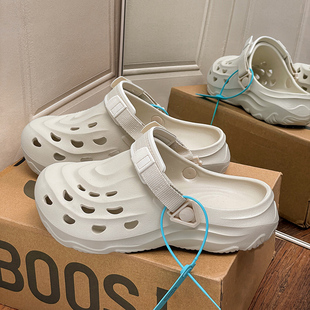 拖鞋 男士 防滑厚底外穿新款 洞洞鞋 踩屎感ins休闲沙滩包头凉拖 夏季