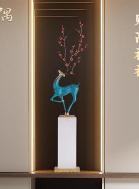 中式鹿摆件入户玄关壁龛客厅电视柜旁装饰品乔迁新居开业高档礼品