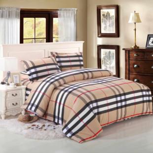 全棉加厚无拼接件套1.8床2米单被罩双人床上用品纯色格子被套居家