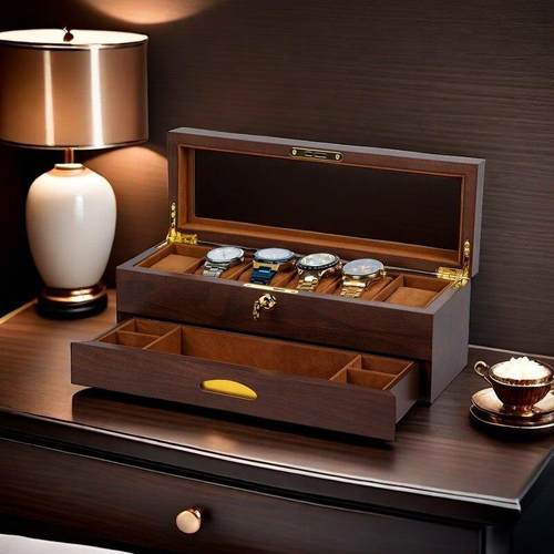 檀韵致远烤漆高级版手表盒黑胡桃6位双层首饰盒珠宝收纳盒木盒子