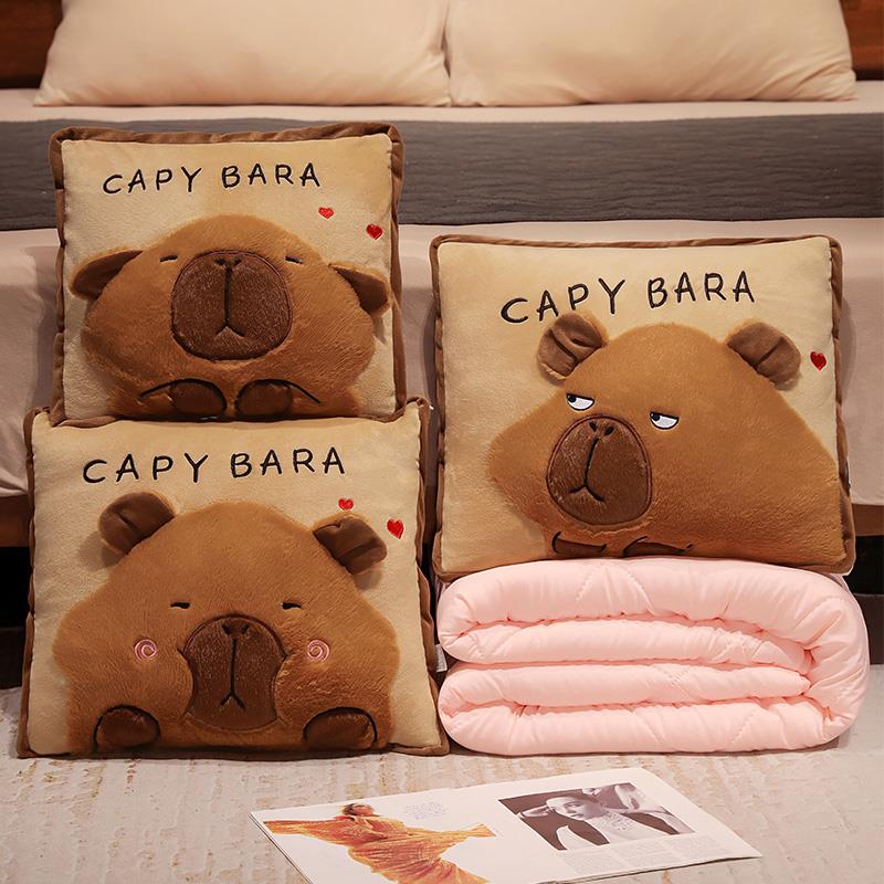 卡皮巴拉抱枕被子两用办公室折叠午睡枕头毯子二合一沙发汽车靠枕