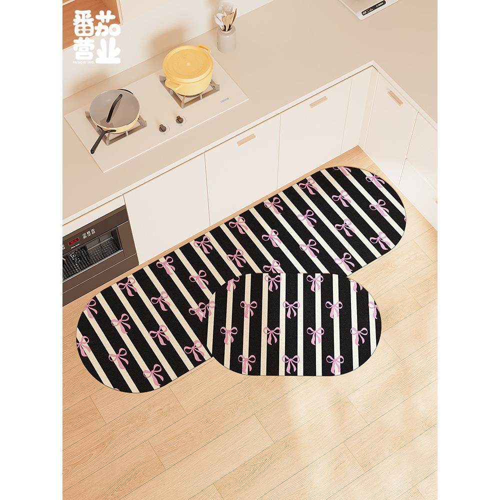 卡通厨房地垫ins防滑可擦免洗家用脚垫长条皮革防水耐脏垫子门垫,居家布艺,厨房地垫,淘宝优惠券,粉丝福利购,淘宝优惠卷