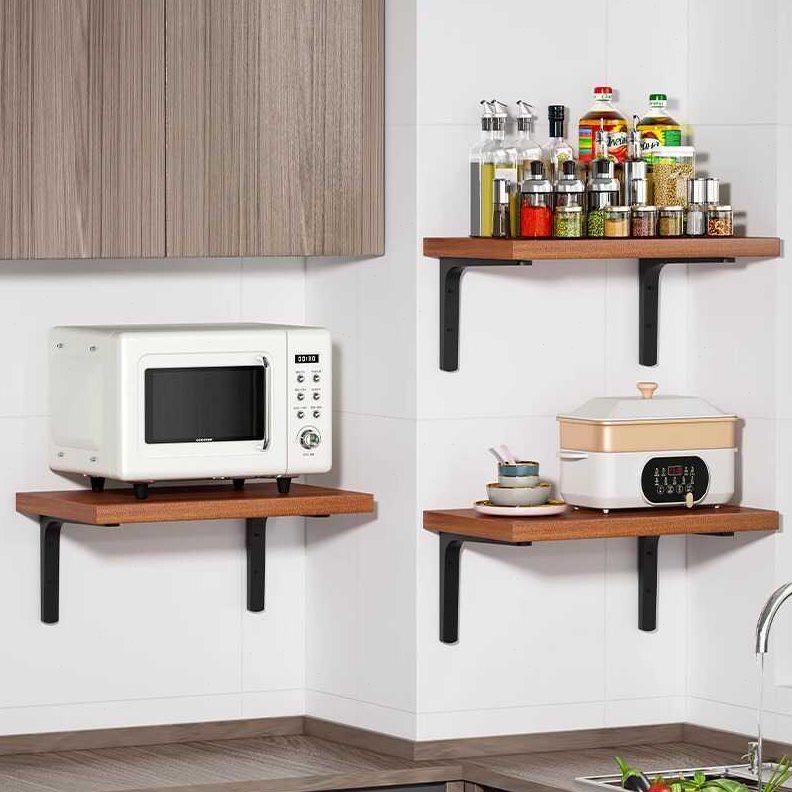 厨房微波炉置物架墙上烤箱支架壁挂式收纳架子分层隔板挂墙一字板