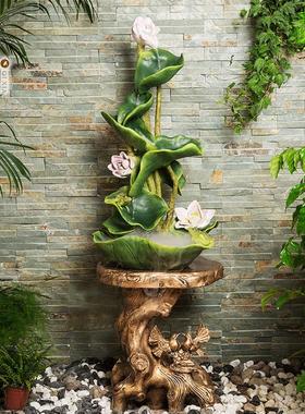 新中式落地流水喷泉客厅摆件家居饰品摆设开业礼品装饰荷叶流水