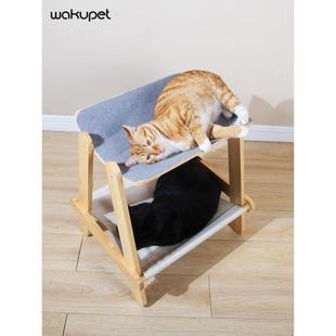 wakupet实木猫窝双层猫床猫吊床四季 上宅 宠物小型猫爬架猫沙发