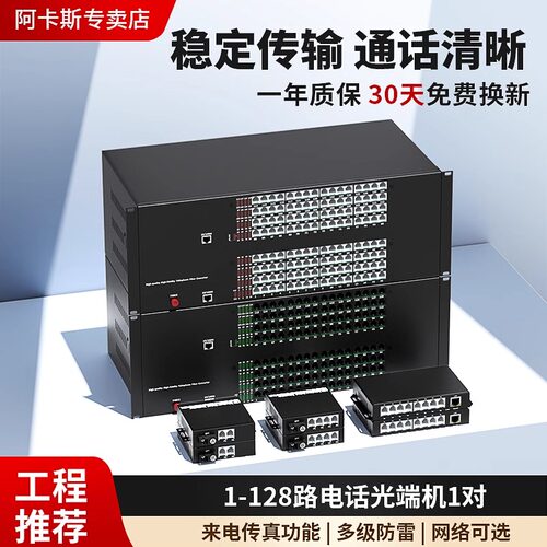 阿卡斯1-64路电话光端机带网络