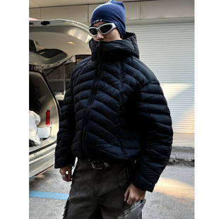 MANCHER 高充绒绗缝穿刺90白鸭绒连帽龟背排骨羽绒服男轻量化外套