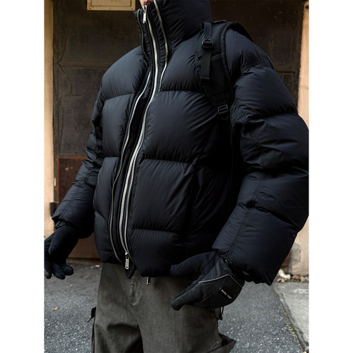 双拉链设计90白鸭绒立领羽绒服