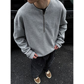 320g半拉链华夫格纯色长袖 MANCHER 卫衣 Long Sleeve美式 Half Zip