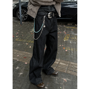 MANCHER手缝针盎司定制窄幅赤耳红边原牛立体阔感直筒牛仔裤