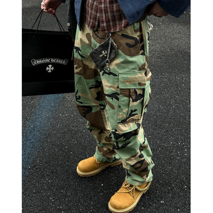 美式 裤 街头水洗迷彩长裤 直筒工装 vintage口袋质感伞兵裤 MANCHER