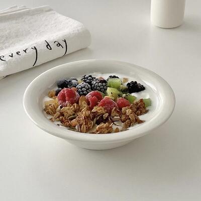 On the table - 乳白系列6.7寸陶瓷早餐碗 酸奶碗 家用碗 300ml