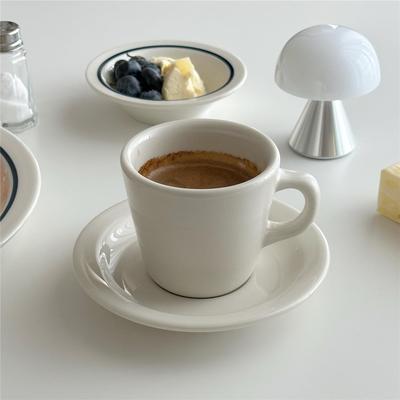 On the table - 乳白系列V型陶瓷咖啡杯碟 下午茶杯碟套装 180ml