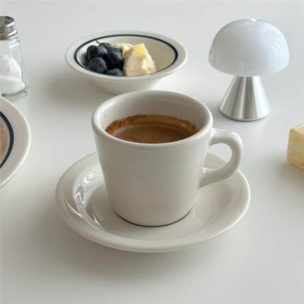 On the table - 乳白系列V型陶瓷咖啡杯碟 下午茶杯碟套装 180ml