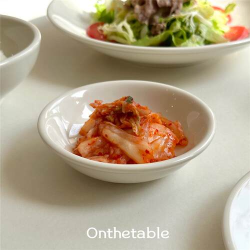 On the table - 乳白系列釉下彩陶瓷酱料碟小菜碟火锅蘸料碟4.7寸