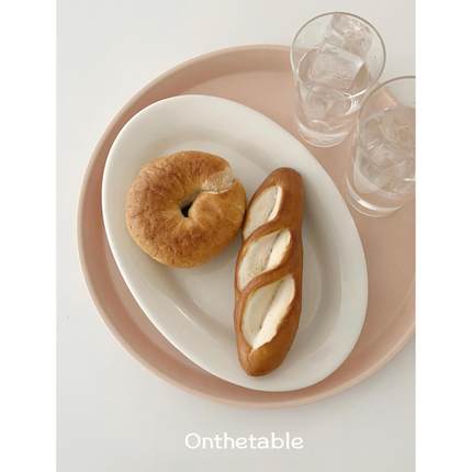 On the table - 乳白系列宽边陶瓷椭圆盘 早午餐盘 鱼盘 9寸 10寸