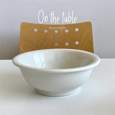 On the table - 乳白系列陶瓷小翻边大汤碗 家用大碗 粥碗 8英寸