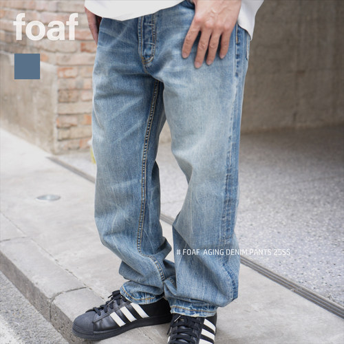 FOAF Aging Denim Pants 25ss 红边赤耳水洗做旧闪电花纹牛仔长裤
