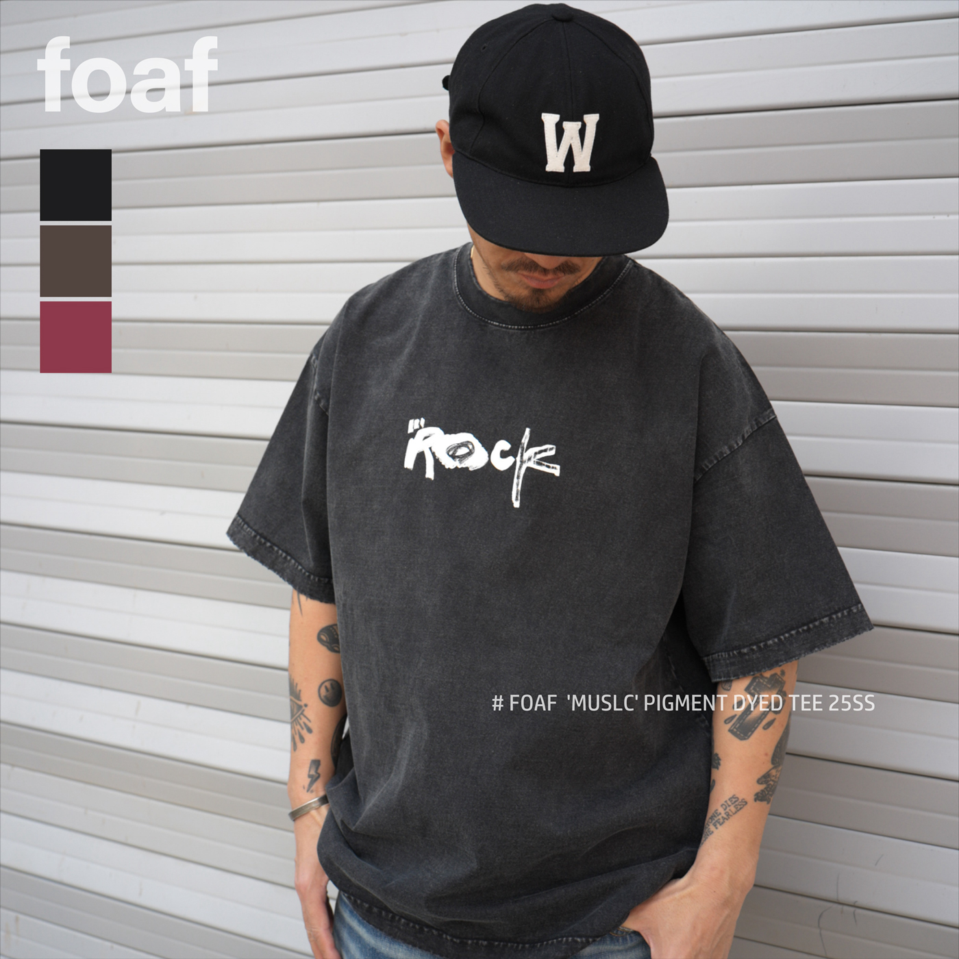 FOAF‘MUSIC’ Pigment Dyed Tee 25SS重磅水洗做旧宽松短袖T恤