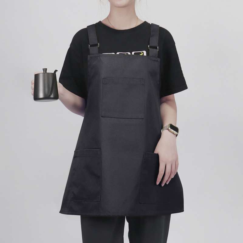 防水防油围裙女厨房餐饮服务员罩衣奶茶咖啡店工作服男马甲式围裙