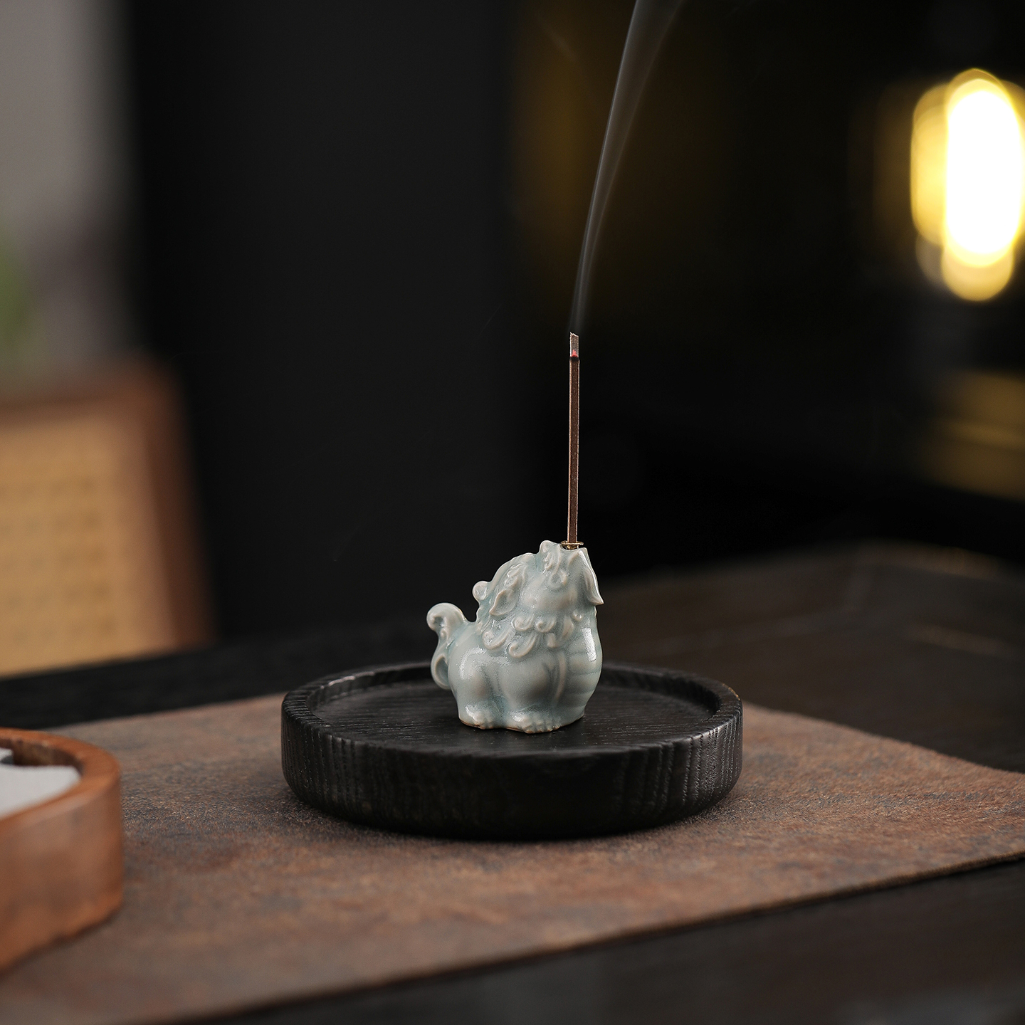 汝窑貔貅线香插香座家用陶瓷复古汝瓷中式茶桌香薰炉创意小摆件