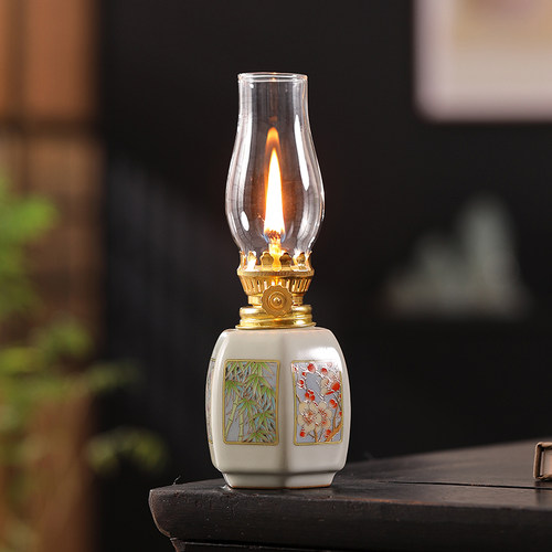 元禾厚望陶瓷油灯酥油灯露营茶室装饰氛围灯怀旧复古供佛长明灯盏