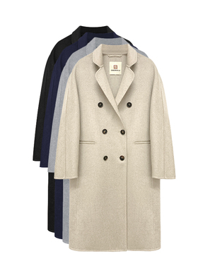 【橙庐】102418经典西装领小山羊绒大衣中长款秋冬双面呢外套