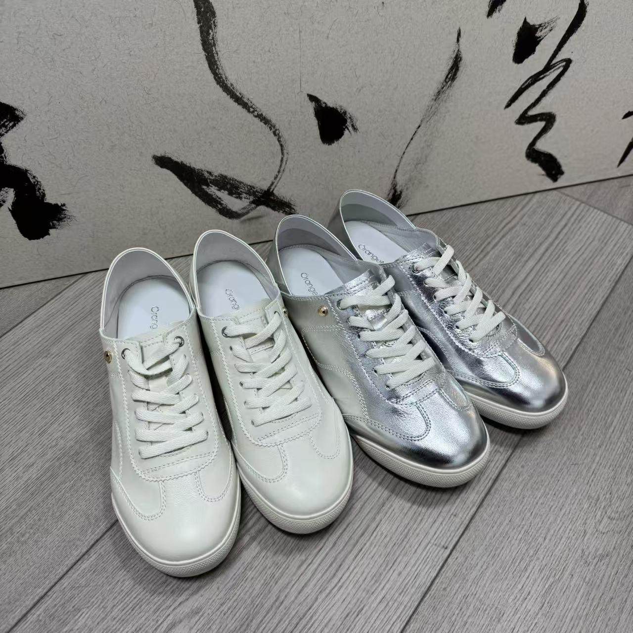 【橙庐】1918-06休闲百搭小牛皮小白鞋 猪皮里猪皮垫女板鞋德训鞋