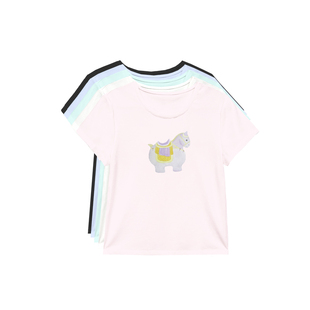 【橙庐】519300原创三彩萌马印花液氨丝光棉T恤 春夏女中国风气质