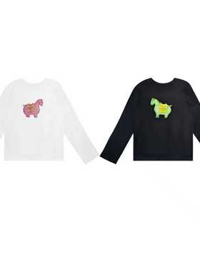 【橙庐】161001原创三彩萌马液氨丝光棉长袖T恤 春秋女中国风舒适