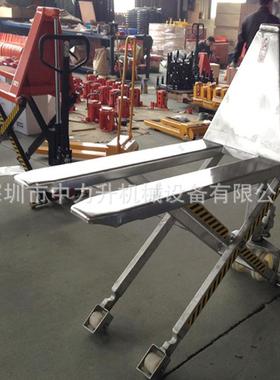 不锈钢手动剪叉式液压搬运车1.5吨电动高起程托盘车手拉地牛叉车