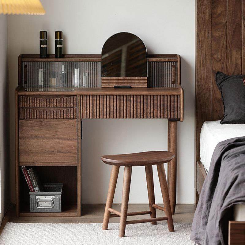 北欧实木黑胡桃木梳妆台简约日式原木樱桃木化妆桌卧室一体化妆台,3C数码配件,USB灯,淘宝优惠券,粉丝福利购,淘宝优惠卷