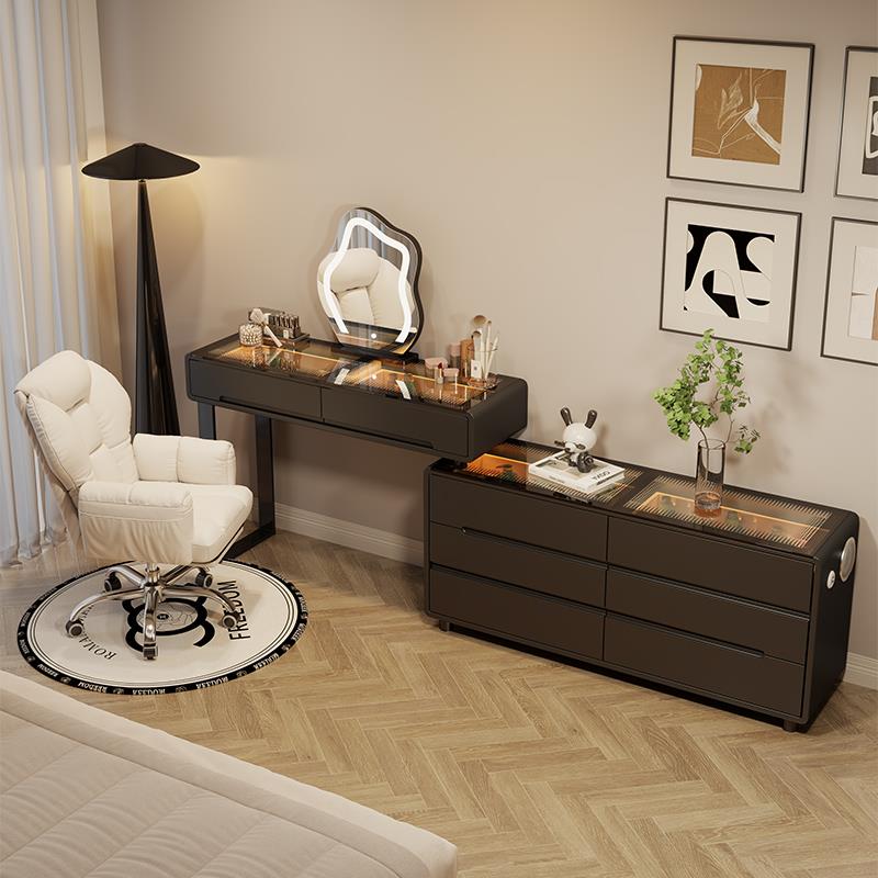 I1意式极简卧室床尾多功能可伸缩梳妆台斗柜一体现代简约储物化妆