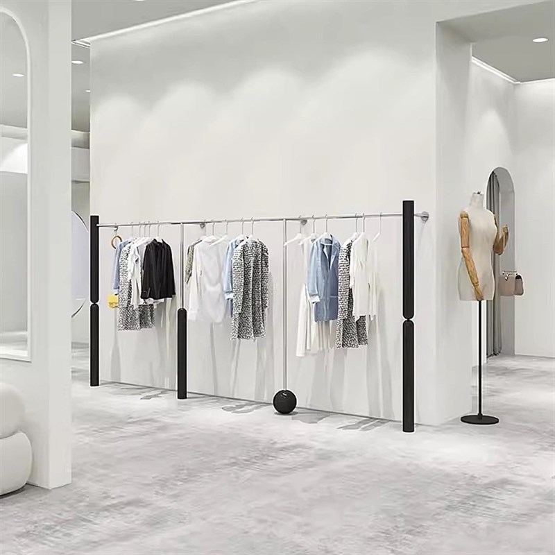 不锈钢拉丝墙上壁挂服装展示架服装店专用网红陈列架上墙架可定制