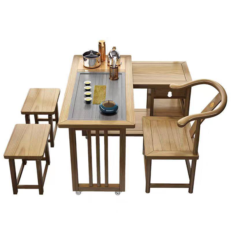 阳台茶桌椅组合新中式实木移动功夫小茶台烧水壶一体茶几茶具套装