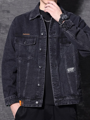 意大利高端覆古水洗刺绣牛仔夹克男潮流百搭休闲外套男士春秋款