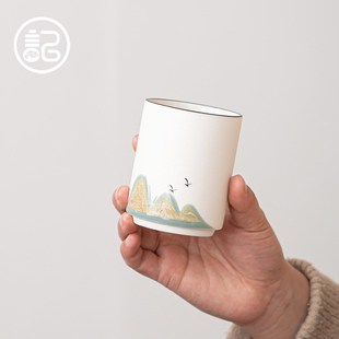 E功夫茶具大号陶瓷茶杯品茗杯 国潮文创 远山主人杯单杯