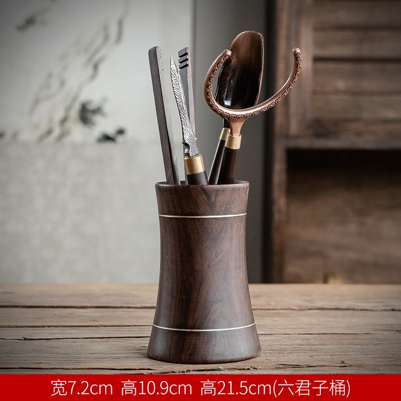黑檀茶道六君子套装黑v檀木实木竹功夫茶具茶艺组合茶盘摆件