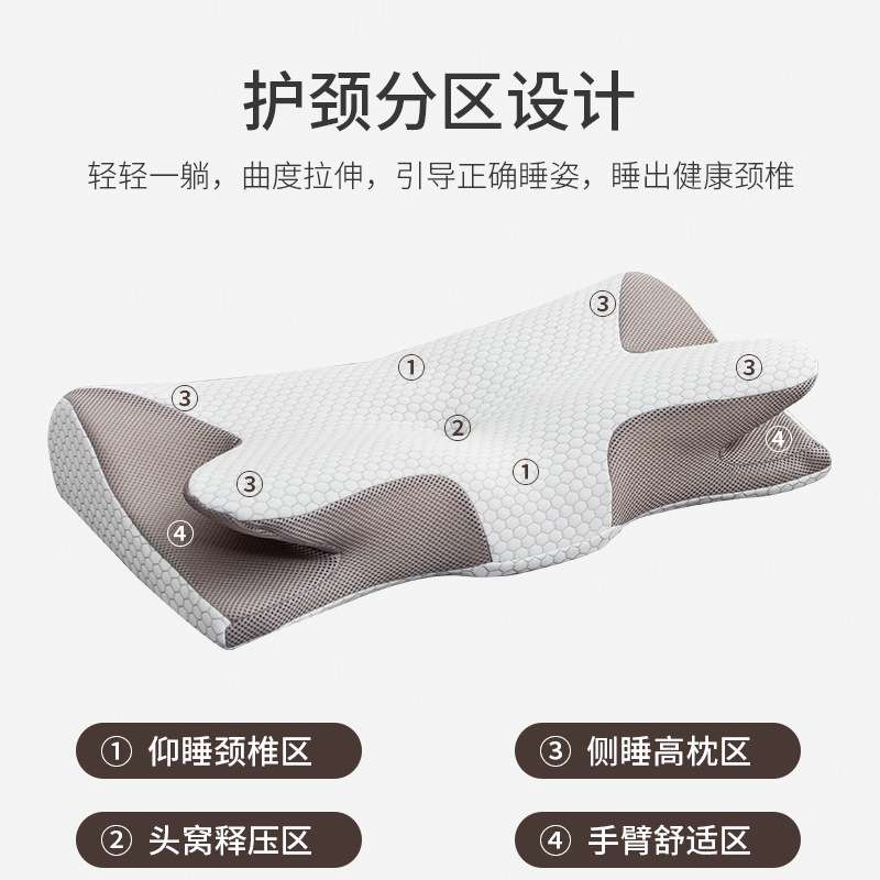 颈椎枕头护颈记忆棉单人助睡眠家用睡觉侧睡牵引脊椎枕跨境
