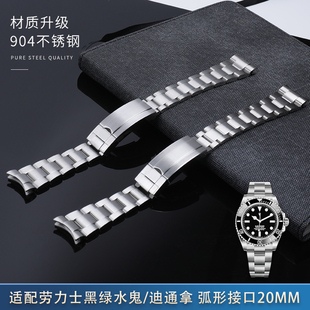 20mm精钢904L微调表扣手表带表链代用劳力士黑绿水鬼潜航者116610