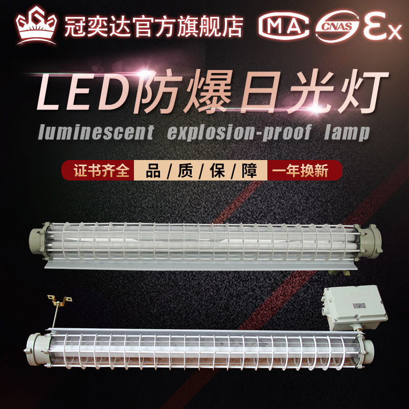 LED防爆灯荧光灯隔爆型单管双管车间厂房仓库灯罩灯管日光支架灯