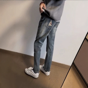 美式高街TB新款口袋帆船牛仔裤男小众设计感百搭宽松休闲直筒长裤