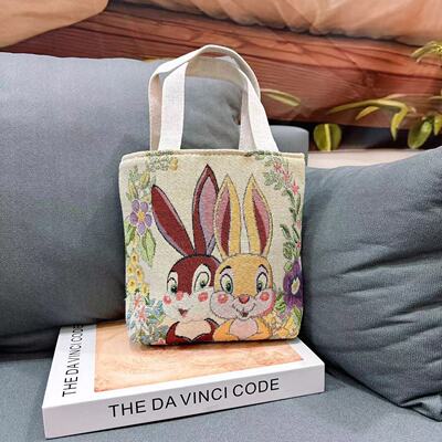 百搭休闲帆布提花刺绣手拿包